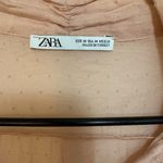 ZARA  Soft Blush Polka Dot‎ Tie Neck Blouse Size Medium Photo 2