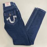 True Religion Jeans Dark Wash Skinny Denim Joey Sequin Logo Pockets Size 25 Photo 1