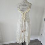 Dress V Neck Spaghetti Strap Sleeveless High Waist Bohemian Wedding Lace Dress Size M Photo 1