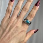 Source Unknown 3 Boho Rings Set Silver Leaves Gold Black Stripes Turquoise Howlite 5.5, 6, 6.5 Photo 6
