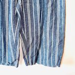 Beach Lunch Lounge Margot Linen Blue Striped High Rise Crop Pants Photo 5