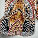 Peter Nygard Animal Print Abstract Tunic Top Sz Large Half Zip Blouse Photo 5