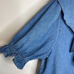 Bonjour Vintage  Denim Chambray Ruffle Top Sz Large Photo 3