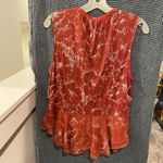 Lucky Brand Rust Floral Babydoll Peplum Ruffle Sleeveless Tank Top Feminine Photo 4