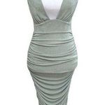 Akira Draped Bodycon Midi Dress Mint Green Size Medium Photo 0