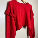 Revamped CLEARANCE! Red Boutique Ruffle Shoulder Crop Sweatshirt Size M NWT Photo 2