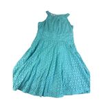 Dress Barn  Aqua Blue Eyelet Sleeveless Fit & Flare Dress - Size 14 Photo 4
