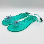 Betsey Johnson Sarai Teal Jelly Flower Sandals Size 10 – New Photo 9