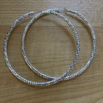 Boutique Silver Tone Diamond Cut Round 3.5 inch Statement Hoops Photo 0