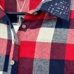 Simply Noelle  size L XL‎ 12-14 red blue white long sleeve button up flannel top Photo 2