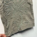 ZARA Women’s Plus Size Khaki Linen Embroidered Cropped Trouser Pants Size XXL Photo 3