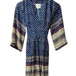 Sea New York Printed Kimono Bell Sleeves Tie Waist Belt Silk Mini Dress 2 Blue Photo 0