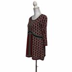 Max Studio  Maroon Geometric Print Small Top Blouse Photo 2