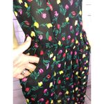 American Vintage Vintage Y2K Floral black Sheer Sleeveless Dress with red & yellow tulips size 8 Photo 4
