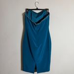 Marchesa Notte Beaded Embellished Strapless Silk Pencil Dress Womens 4 Teal NWOT Blue Photo 2