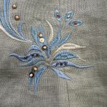 Dressbarn Blazer Womens 14 Sage Green Linen Floral Embroideries Career Business Photo 2