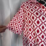 Shade & Shore NWT Red White Geometric Print Linen Blend Button Up Top Size Small Photo 3