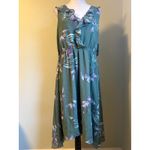 Floral Ruffle Midi Dress XL flowy boho whimsi fairy resortwear Y2K sage vacation Green Photo 1