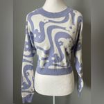 Hollister  Retro Hippie Y2K Style Lavender White Patterned Cropped Sweater Size S Photo 1