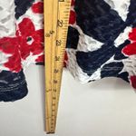 Alfred Dunner Textured Floral Top Womens M Navy Square Neck Retro Preppy Resort Blue Size M Photo 2