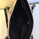 Liz Claiborne  Jess Shopper Faux Leather Tote Bag Purse Cream Black Handles Photo 3