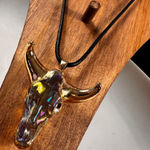 Free People Gold and Iridescent Bull Skull Pendant Necklace Photo 0