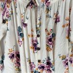 Rewind  Floral‎ Print Off The Shoulder Button Front Tie Front Long Sleeve Top Photo 3