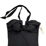 Attention Y2K Swimsuit Womens M Black One Piece Halter Padded Cups Bead Accents‎ Size M Photo 8