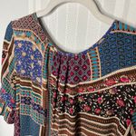 American Eagle  Short Sleeve Lace Up Patchwork Tassel Tie Top Size Small Boho Photo 8