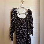 ASTR The Label floral long sleeve milkmaid satin midi dress Sz Large Black Ditsy Photo 7