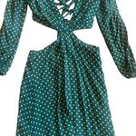 AFRM Lowell Green Polka Dot Print Dress Long Sleeve Cutout Tie Back Size Small Photo 4