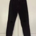 Princess Polly Attica Jeans Knee Rip Button Fly Black 100% Cotton Pocket raw hem Photo 0