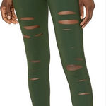 Alo Yoga  High Waist Ripped Warrior Legging Hunter Green Pants Photo 0