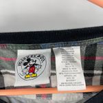 Disney VINTAGE MICKEY & CO Top Plaid Henley Size Large Womens Mickey Mouse 100% Cotton Photo 2