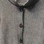 None Chic Black and White Herringbone Coat Jacket 3 Buttons Mock Neck Collar Size L Photo 8