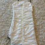 Forever 21  Rhinestone Elegant White Ruched Dress Photo 5