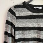 ZARA Trafaluc Cropped Knit Black & Gray Stripes w/ Metallic Sweater Sz M GUC Photo 3