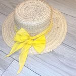 Straw Hat with Yellow Bow Tan Photo 0