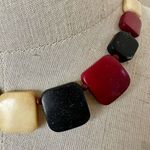 Red black and cream square beaded necklace Photo 1