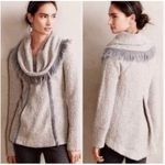Anthropologie Angel of the North Sweater Boucle Fringe Cowl Neck Gray Large Photo 1
