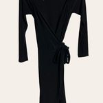Norma Kamali Little Black Long Sleeve Wrap Mini Dress Size XS Photo 1