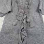 SISTERS Gray Knit Long Sweater Duster Wool Blend Faux Fur Trim Women’s Size XL Photo 5