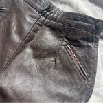 Vintage women’s Brown chocolate 100% Leather pants zippers buttons biker size 4 Photo 5