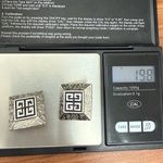 Givenchy Vintage Silver Tone Classic Logo Square Runway Statement Earrings Photo 7