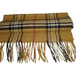 V. Fraas Soft Cashmink Neck Scarf Plaid Fringe Acrylic Beige Cream Germany Photo 0