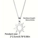 Silver Cutout Sun Pendant Necklace Photo 4