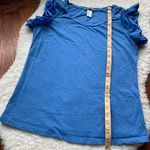 H&M Blue Scoopneck Ruffle Sleeve T-Shirt Size S Photo 4