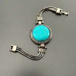 Boho Western Faux Turquoise Bracelet and Gold and Silver Tone Earrings Photo 2