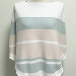 Barefoot Dreams Cozy Chic Ultra Lite Stripe Ocean Breeze Poncho NWT *Staining* Photo 0