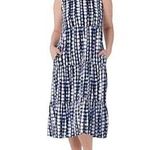 Denim & Co Blue Size Small Linen Knit Dress Beach Vacation Pockets Tie Dye Photo 0